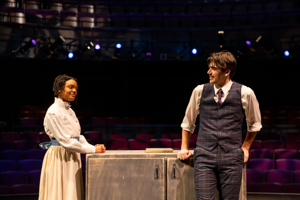 Production photo from U-M-B-C Theatre's Stupid Fcking Bird. 