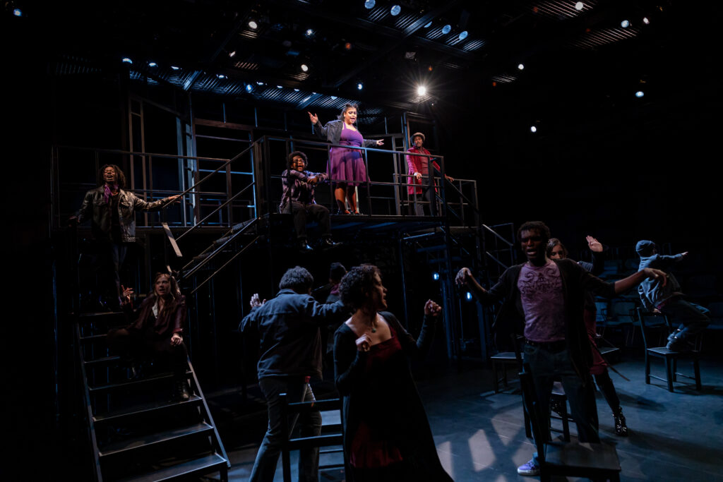 Production photo from U-M-B-C Theatre's Down With Love. 