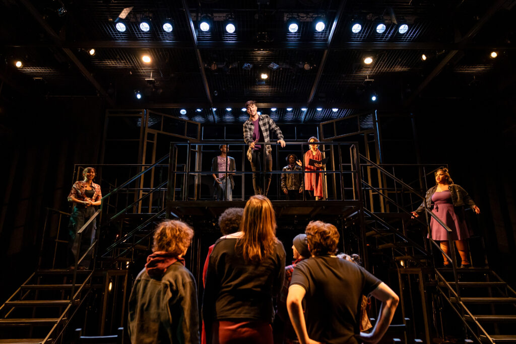 Production photo from U-M-B-C Theatre's Down With Love. 